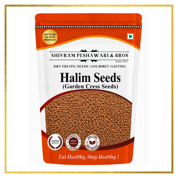 Shivram Peshawari & Bros Halim Seeds (Garden Cress Seeds) resealable red and white stand-up pouch